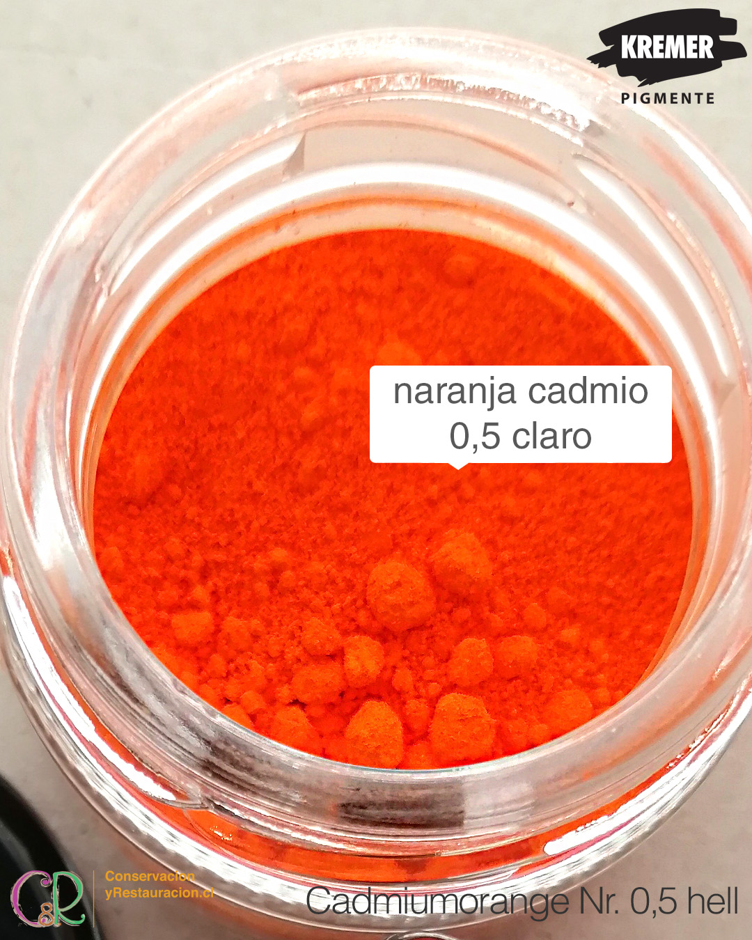 Necesitas Pigmentos Kremer: Naranja de Cadmio Claro 0.5